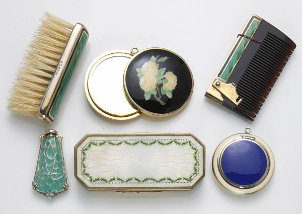 Appraisal: A collection of enamel silver and metal objects and accessories