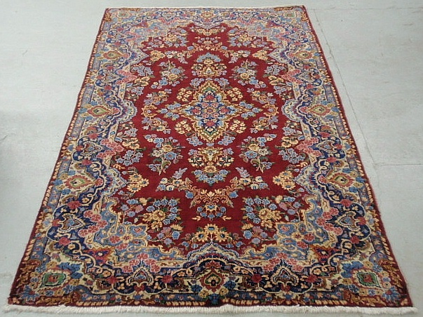 Appraisal: - Colorful oriental center hall carpet with overall floral patterns