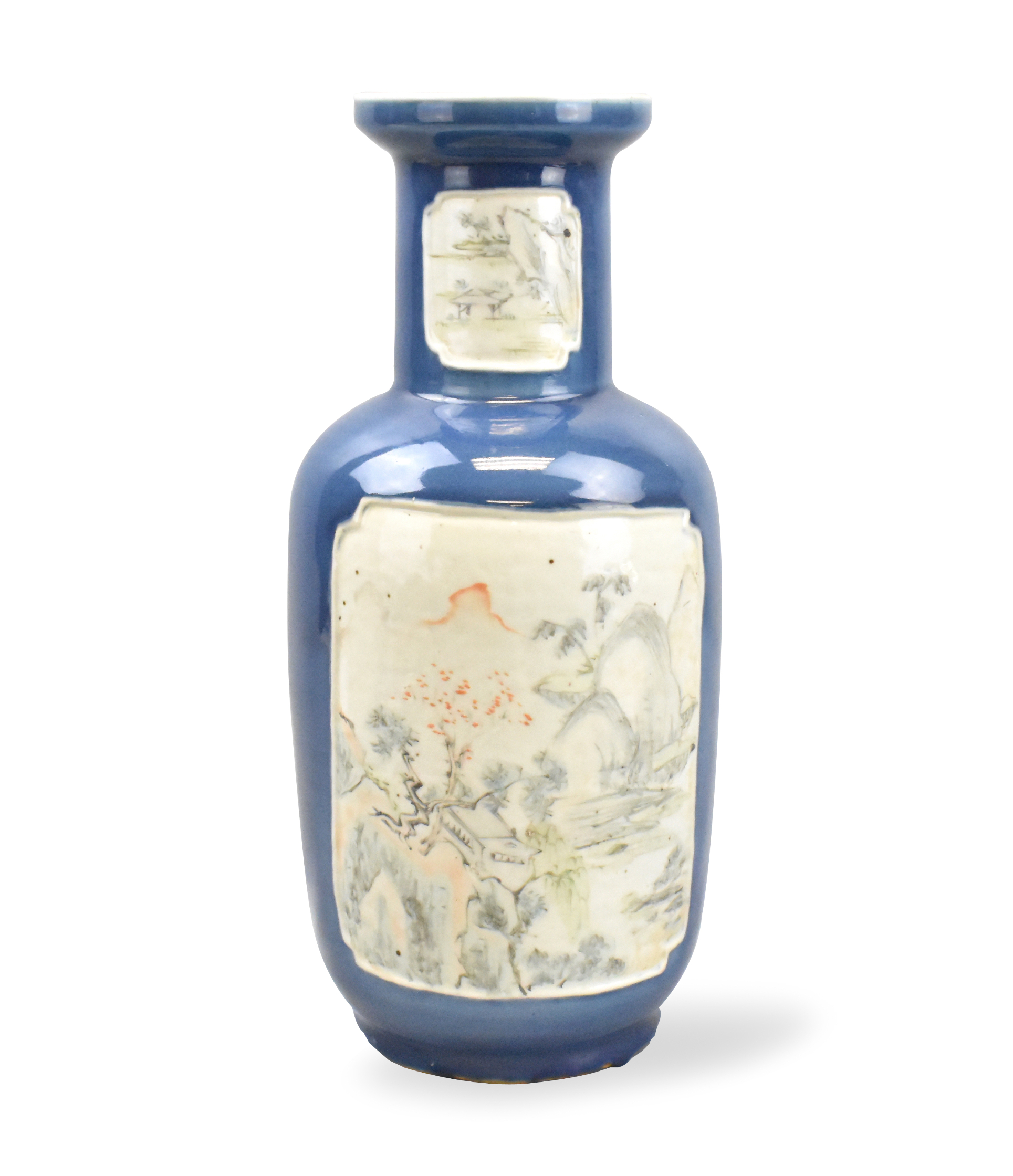 Appraisal: A Chinese blue and Qianjiang enamel rouleau vase dating from