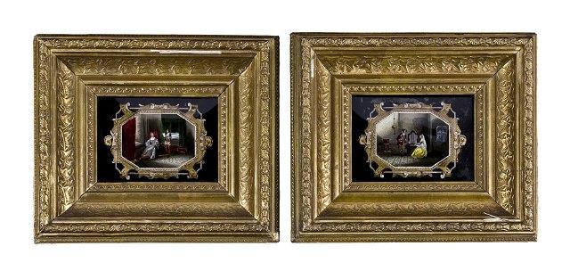 Appraisal: English School early th Centurya pair of reverse paintings on