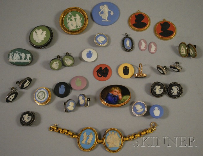 Appraisal: Approximately Thirty-four Wedgwood Mostly Jasper Jewelry Items including a kt