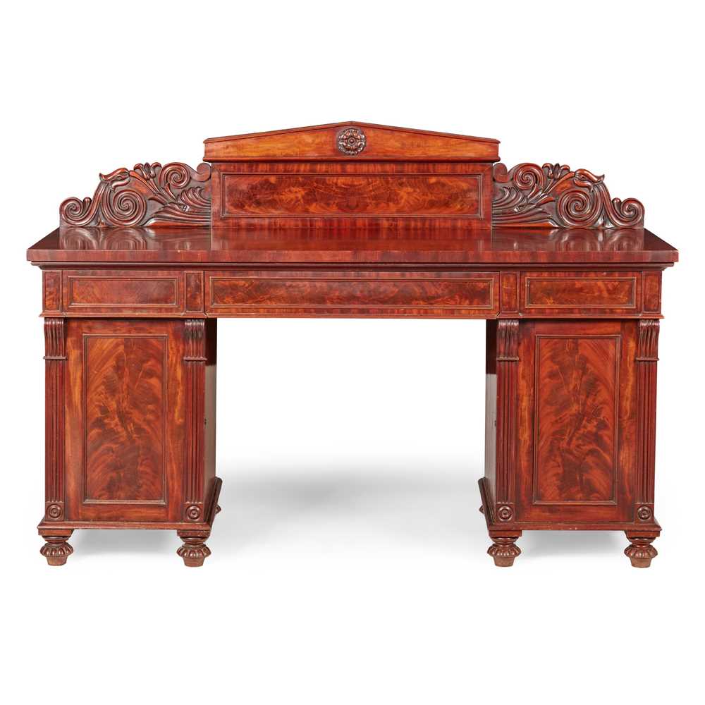 Appraisal: GEORGE IV MAHOGANY PEDESTAL SIDEBOARD EARLY TH CENTURY the panel