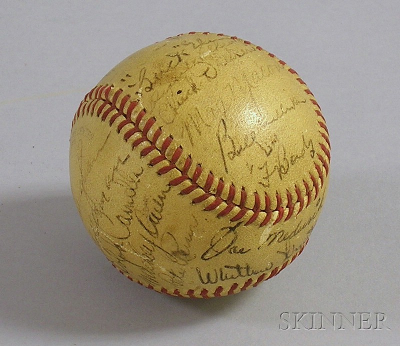 Appraisal: Brooklyn Dodger Team Autographed Baseball including Joe Medwick Whittier Wyatt