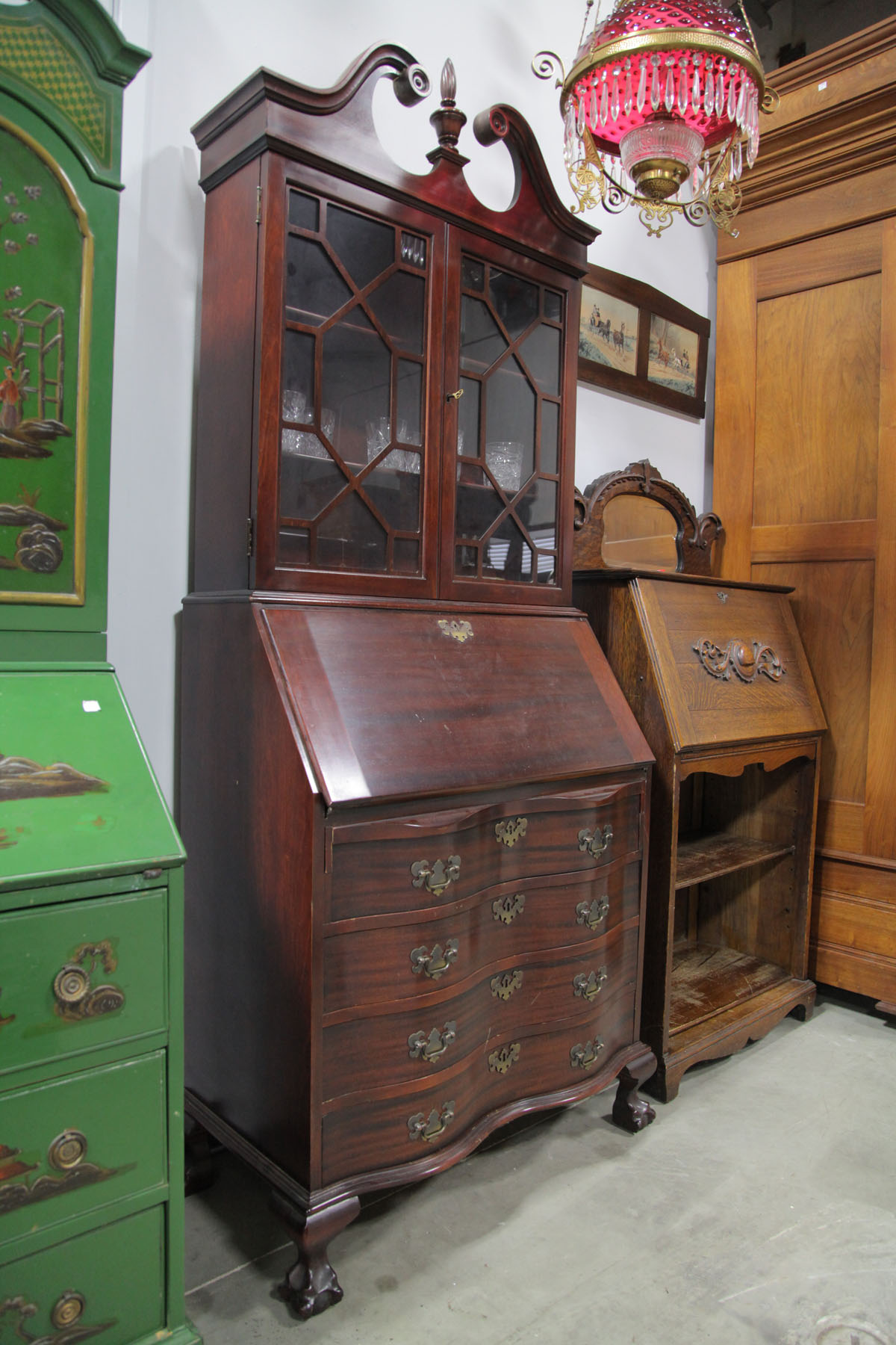 Appraisal: MADDOX SECRETARY BOOKCASE New York th century Mahogany bookcase having