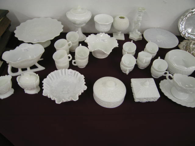 Appraisal: Pcs of Milk Glass cake stand sleigh compote creamer sugar