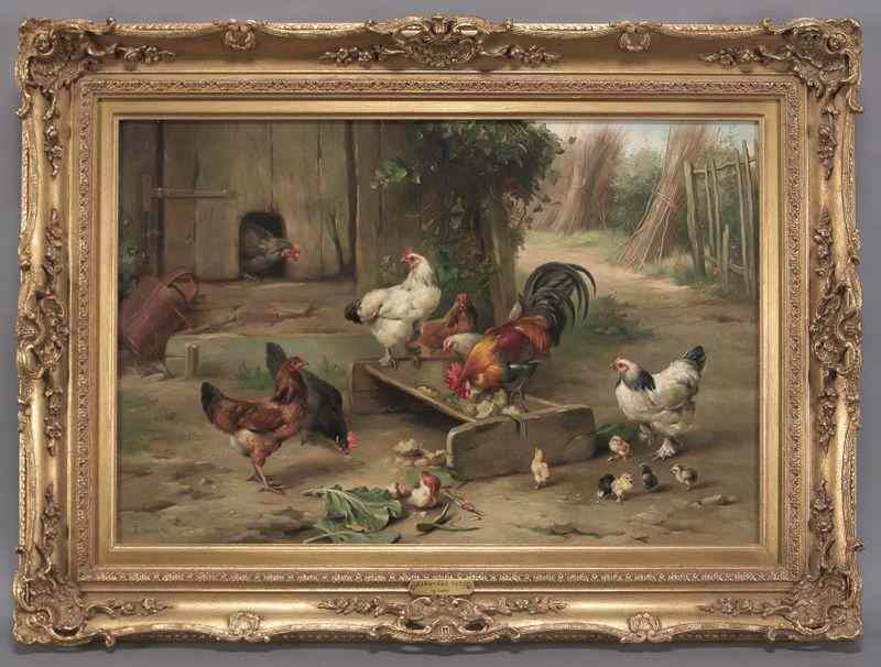 Appraisal: Edgar Hunt ''Farm Yard Pets'' oil paintingon canvas Canvas ''H