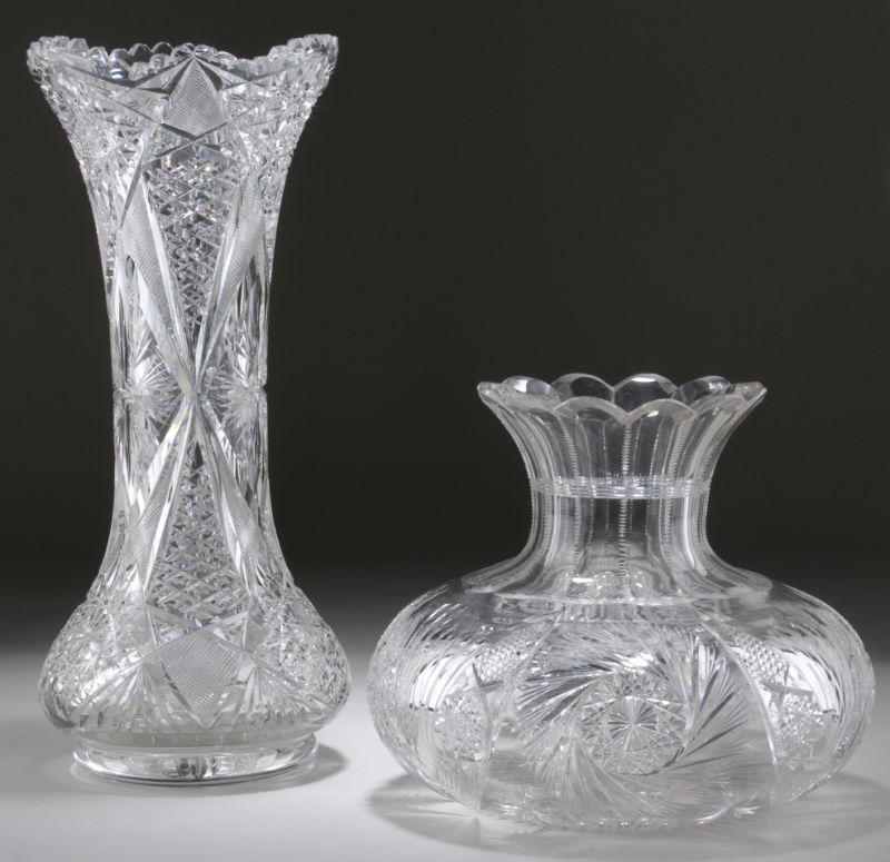 Appraisal: Two American Brilliant Period Cut Glass Vases the first in