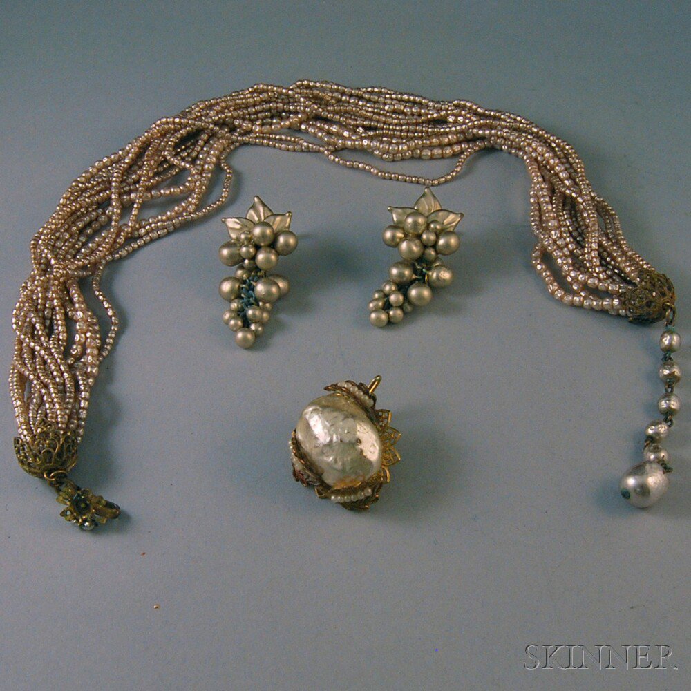 Appraisal: Small Group of Miriam Haskell and Judith McCann Faux Pearl