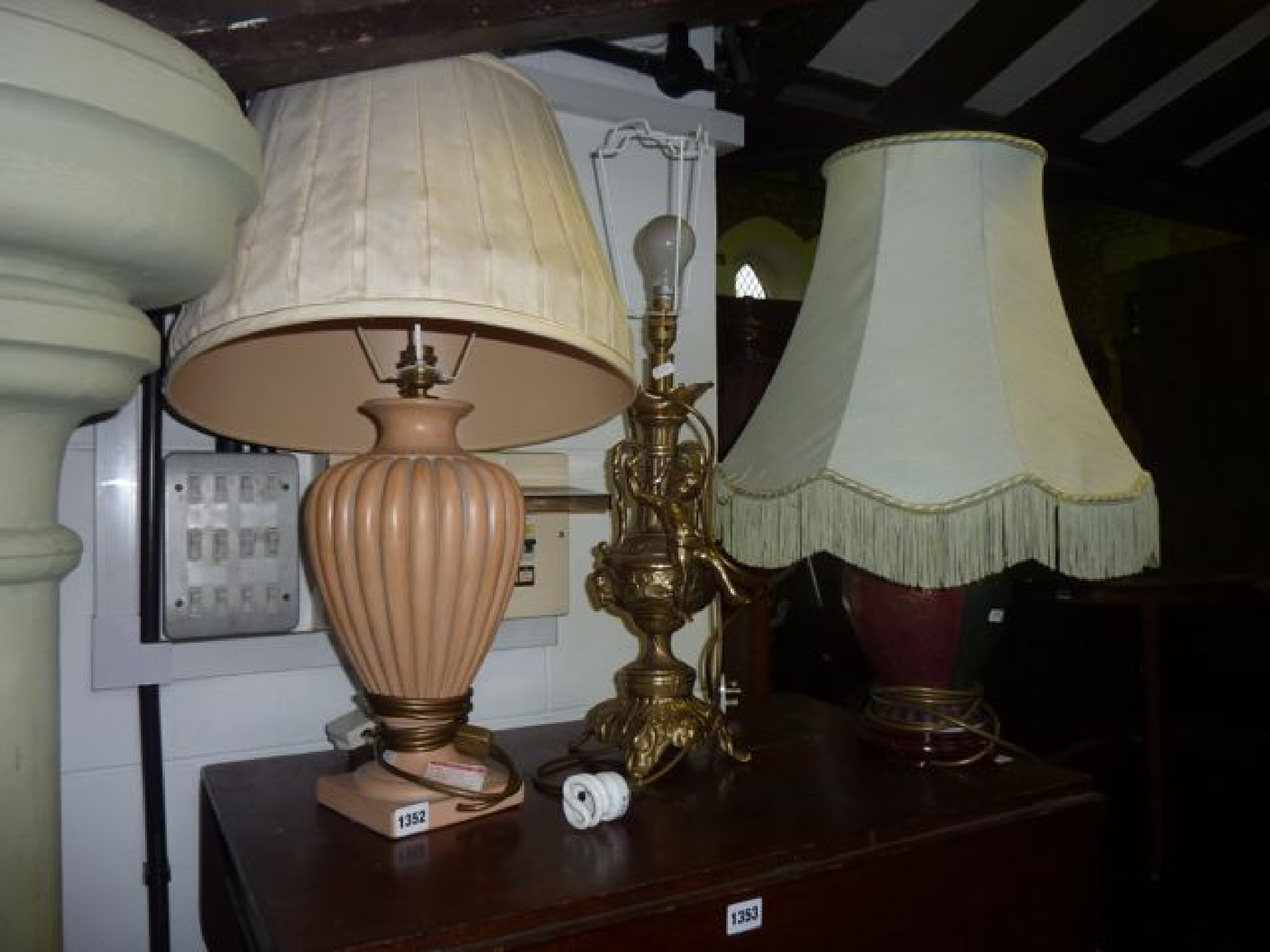 Appraisal: Three contemporary table lamps of varying design including a cast