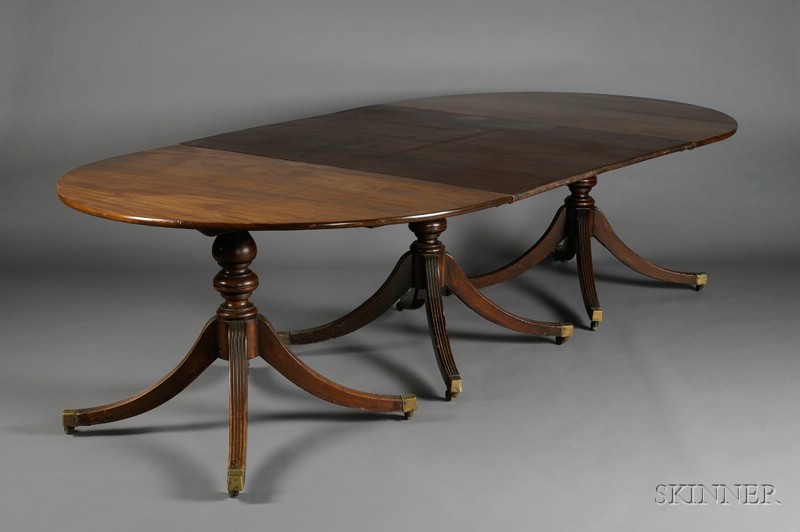 Appraisal: George III Style Mahogany Three-pedestal Dining Table late th century