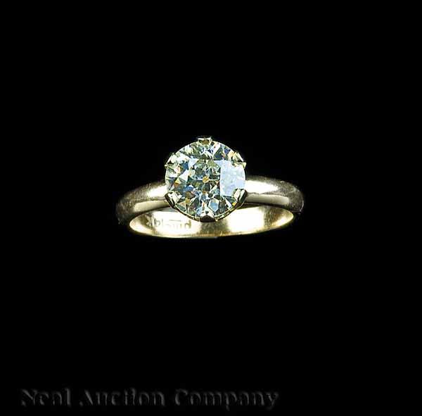 Appraisal: A kt Yellow Gold and Diamond Solitaire Engagement Ring European