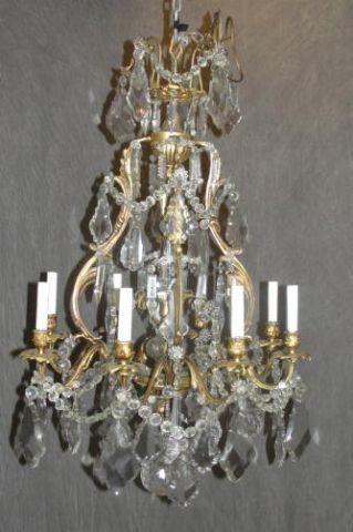 Appraisal: Bronze Cut Crystal Skeleton Form Chandelier From a Pleasantville NY