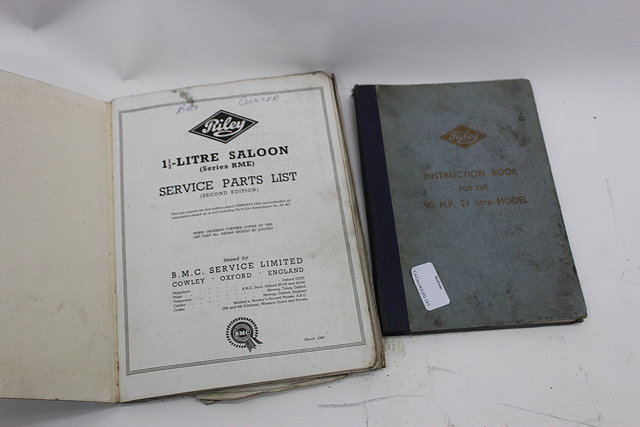 Appraisal: A RILEY INSTRUCTION BOOK for the horsepower litre model together