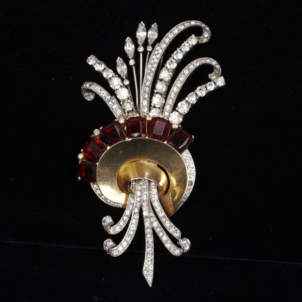 Appraisal: Mazer Rhinestone and Ruby Red emerald cut stones Very good