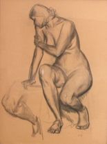 Appraisal: Unknown Artist G B This pencil drawing depicts a nude