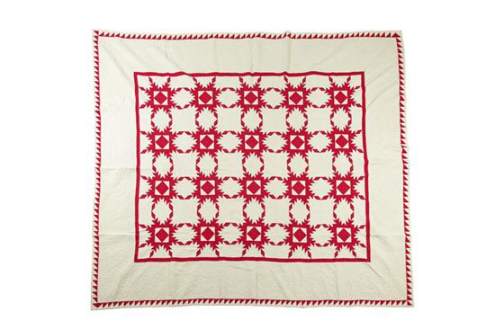 Appraisal: PIECED QUILT American late th- th century cotton Feathered Star