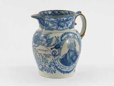 Appraisal: Naval interest a pearlware jug commemorating Horatio Lord Viscount Nelson