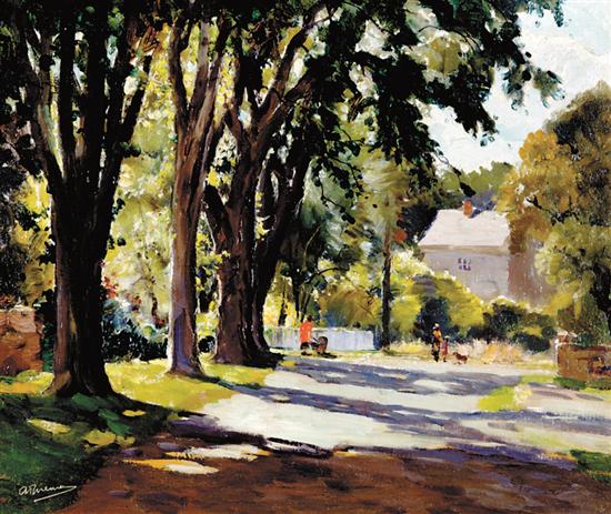 Appraisal: Anthony Thieme Massachusetts California - SOUTHERN SUNNY STREET oil on