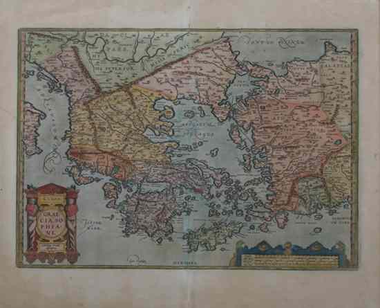 Appraisal: ORTELIUS GRAECIA SOPHIANI circa - Double-page engraved map x in