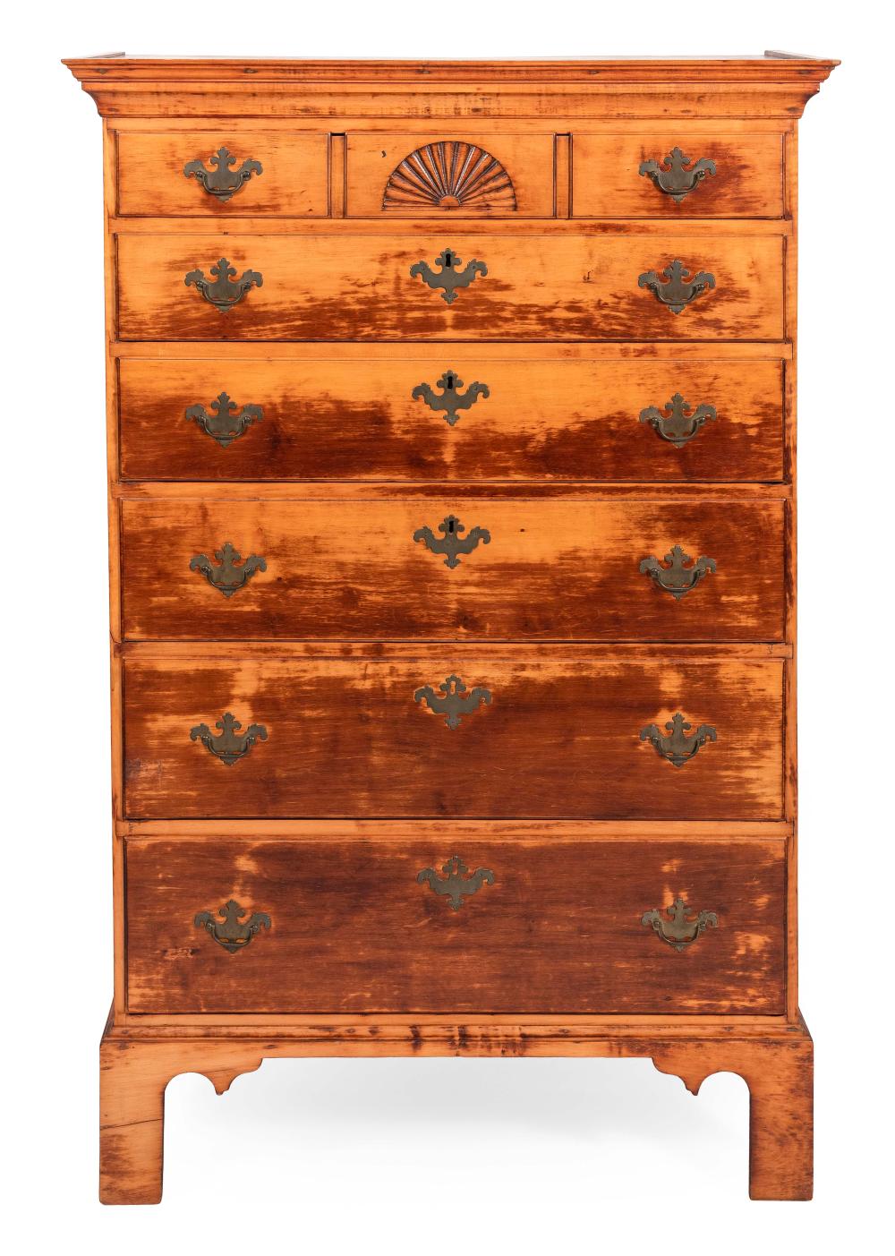 Appraisal: CHIPPENDALE TALL CHEST RHODE ISLAND CIRCA HEIGHT WIDTH DEPTH CHIPPENDALE