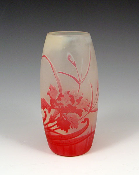 Appraisal: VAL ST LAMBERT CAMEO GLASS VASE Darker pink cut to