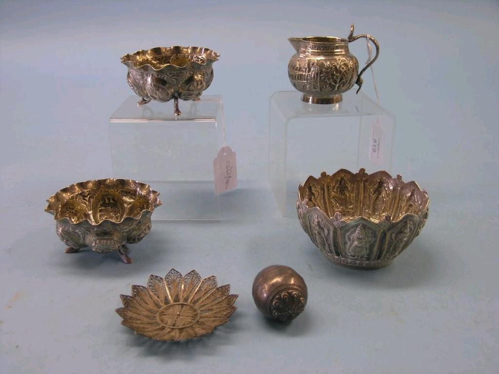 Appraisal: Chinese silver consisting of a finger bowl pair of finger