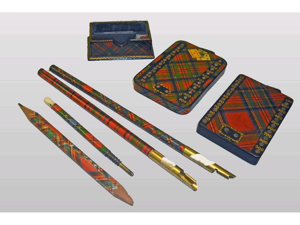 Appraisal: Tartan Ware Bezique marker decorated with the Stuart pattern together