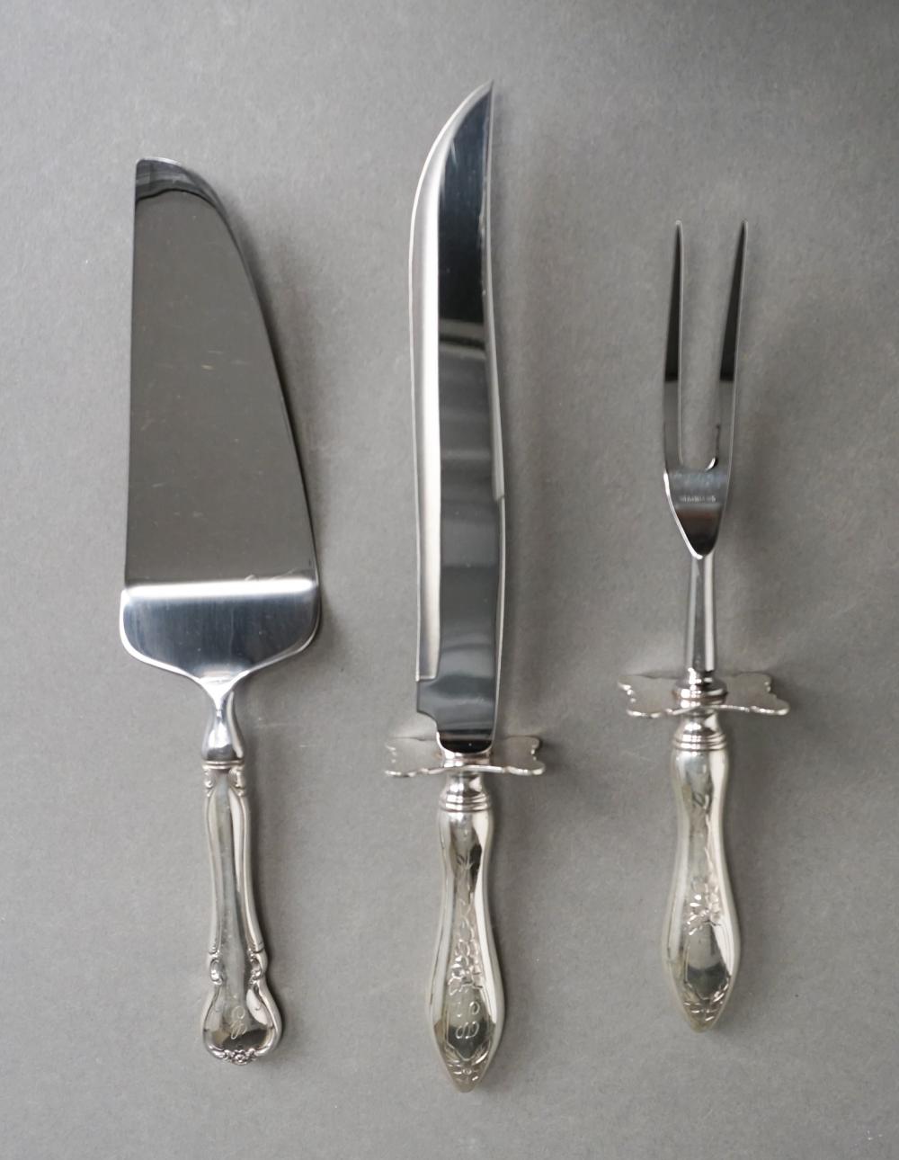 Appraisal: Sterling Silver Handle Carving Set and Cake Slice