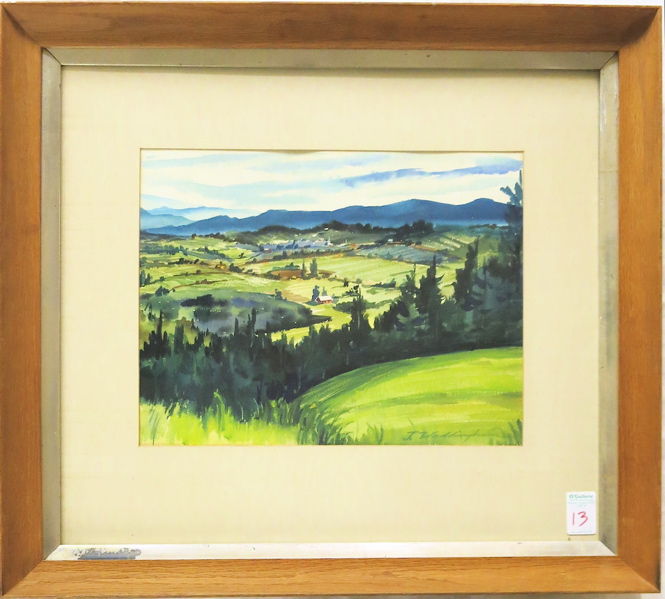 Appraisal: JOHN WADDINGHAM WATERCOLOR ON PAPER Oregon - Willamette Valley landscape