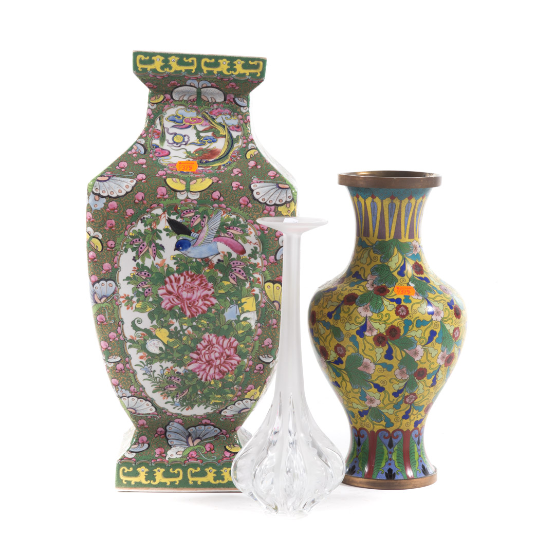 Appraisal: Three items including large oriental vase large cloisonn vase and