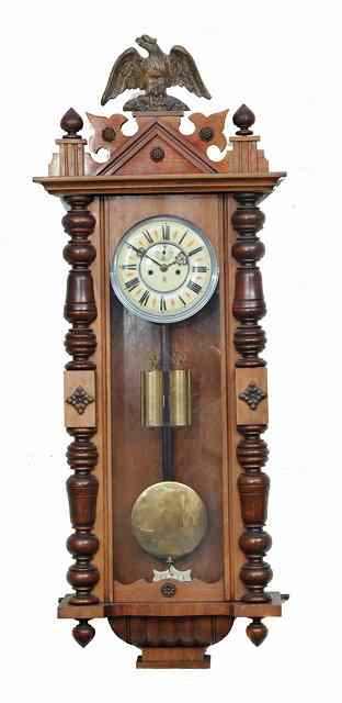 Appraisal: A GUSTAV BECKER WALNUT TWIN WEIGHT VIENNA REGULATOR TYPE WALL