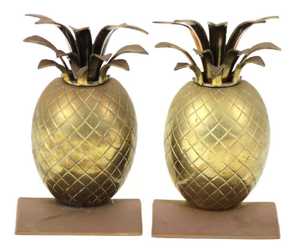 Appraisal: Pair of Vintage Brass Vintage Pineapple Bookends Pair of Vintage