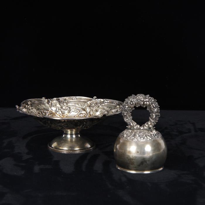 Appraisal: Reed Barton sterling silver repousse holloware floral pedestal bowl compote