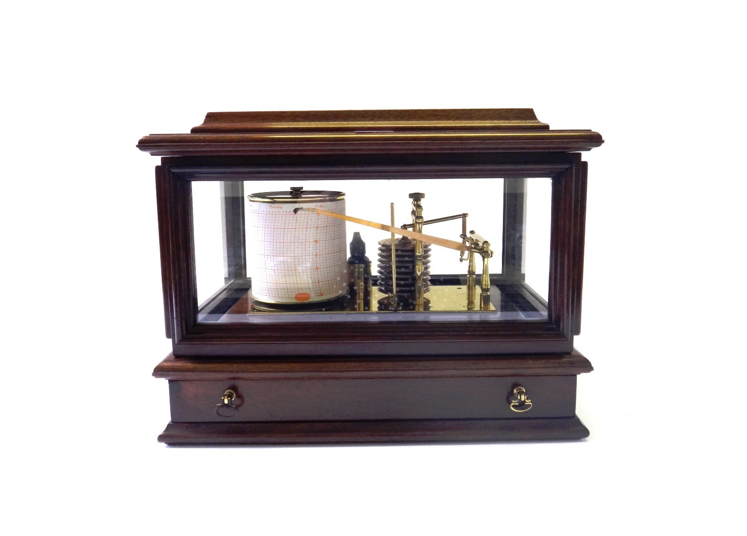 Appraisal: A modern mahogany cased barograph by Burke Jones nine aneroids