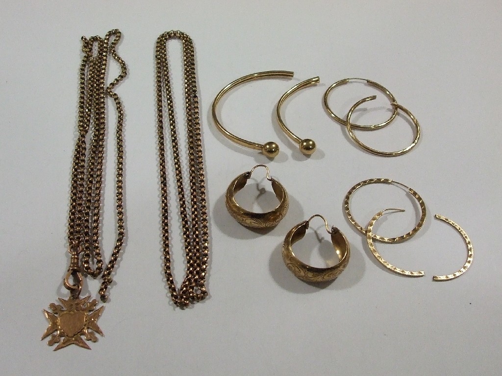 Appraisal: Lot of ct gold items to include muff chain earrings