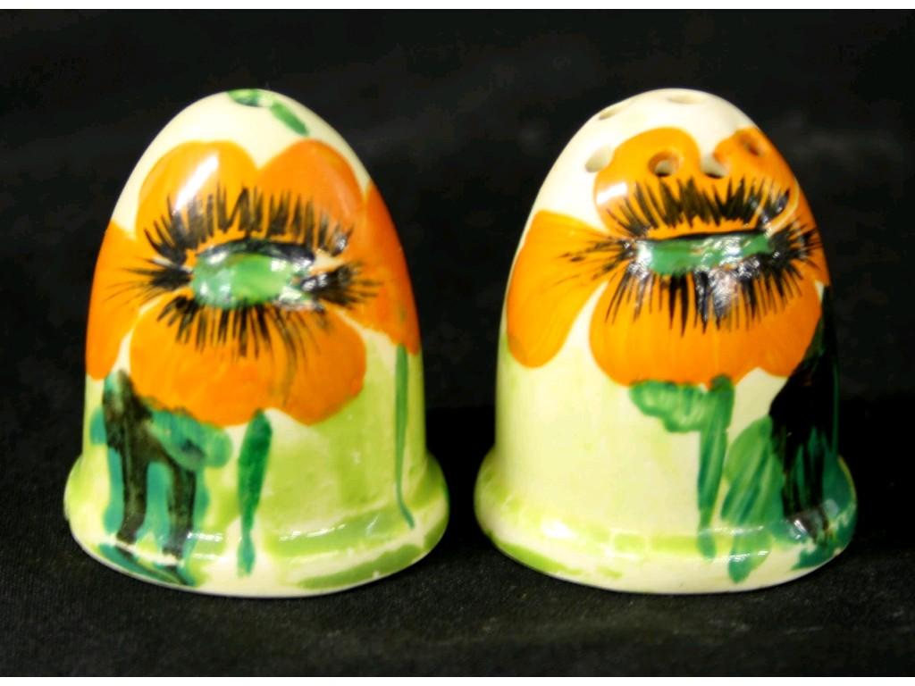 Appraisal: Clarice Cliff 'Delecia' Muffineer salt and pepper pots high