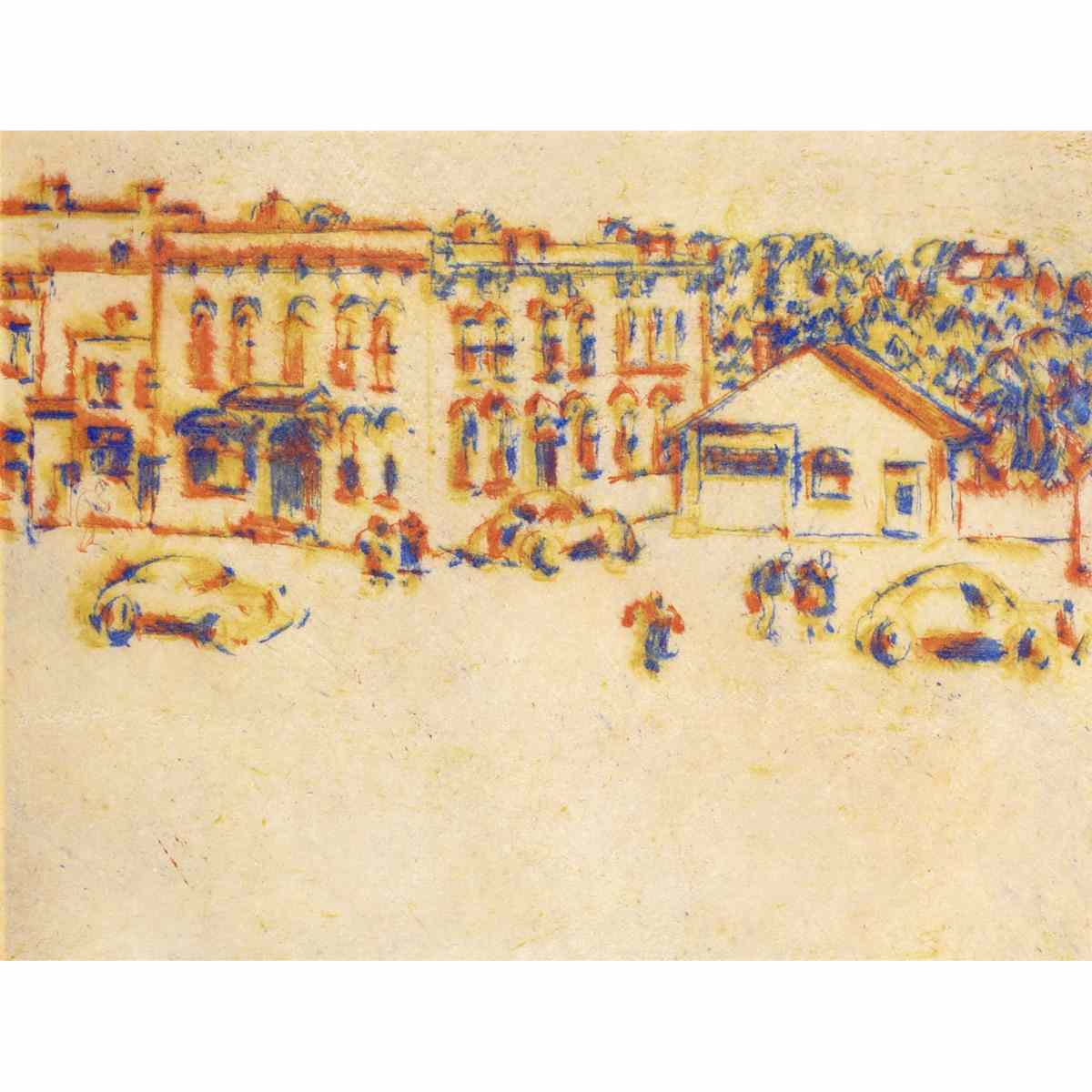 Appraisal: DAVID BROWN MILNE MAIN STREET Medium colour drypoint signed and