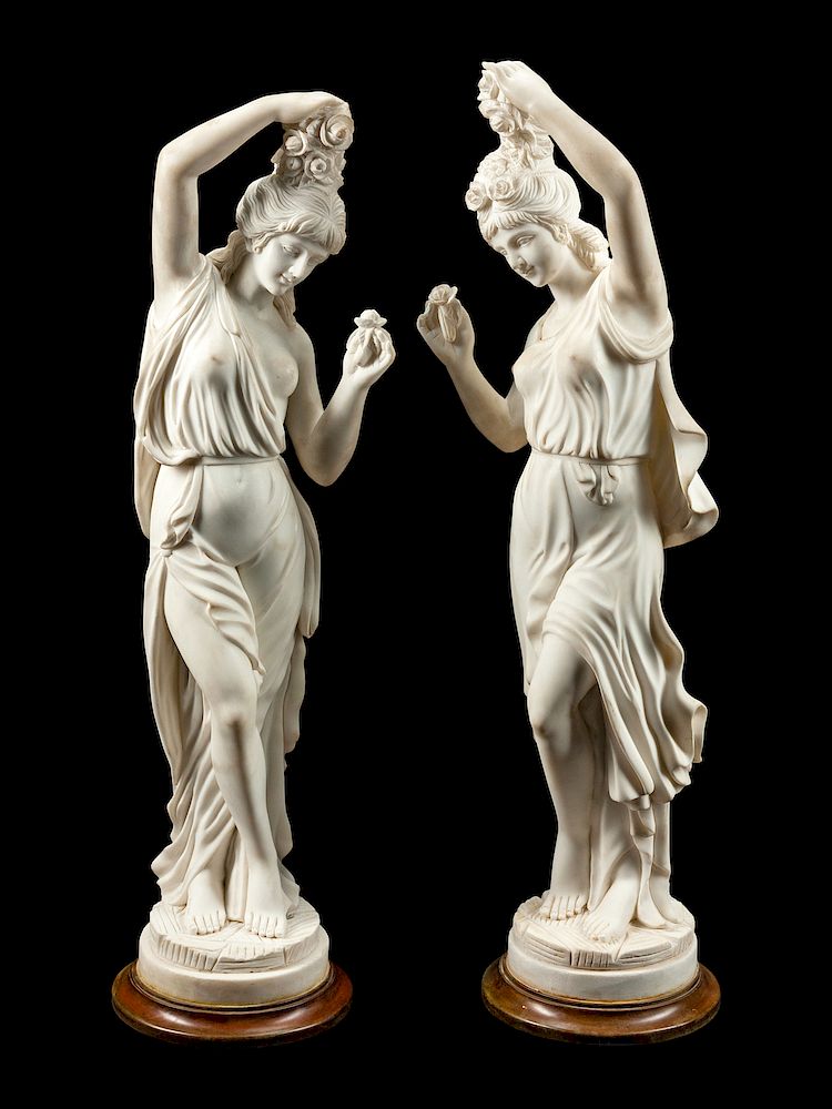 Appraisal: A Pair of Italian Marble Figures of Maidens A Pair