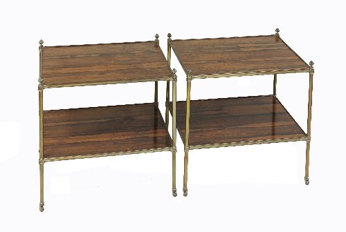 Appraisal: A pair of rosewood and brass rectangular two-tier tag res