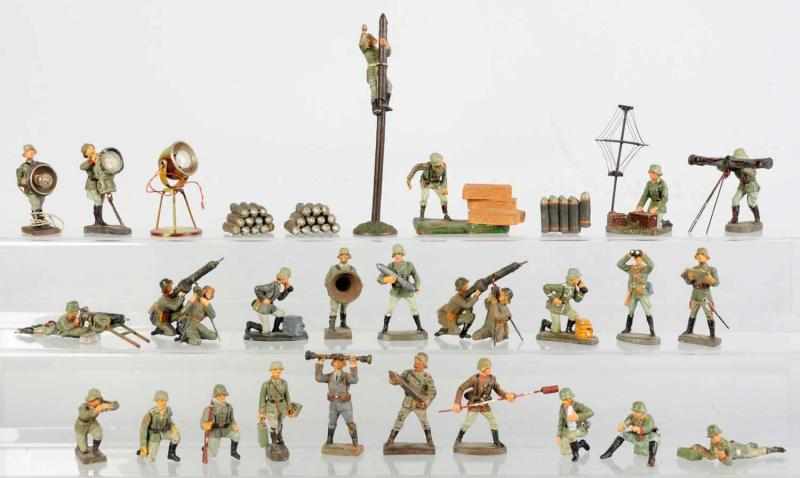 Appraisal: Lineol Elastolin German Army in Action Figures Includes approximately soldiers