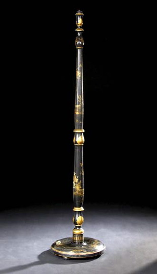 Appraisal: Edwardian Ebonized and Polychromed Floor Lamp early th century the