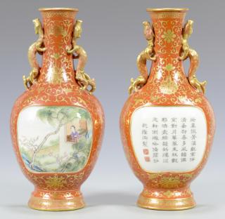 Appraisal: Pr Chinese Porcelain Wall Pockets Pair of Chinese porcelain wall