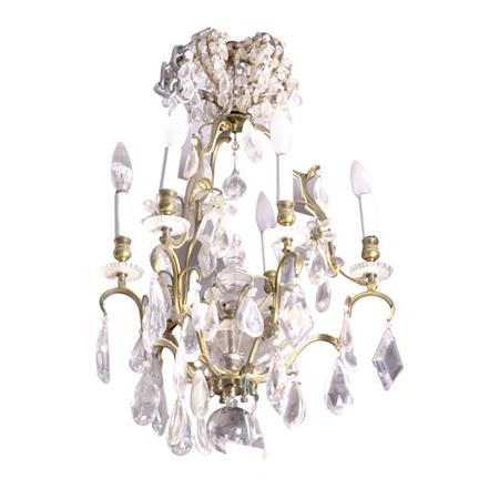 Appraisal: Louis XV Style Gilt-Metal and Glass Six-Light Chandelier Estimate -