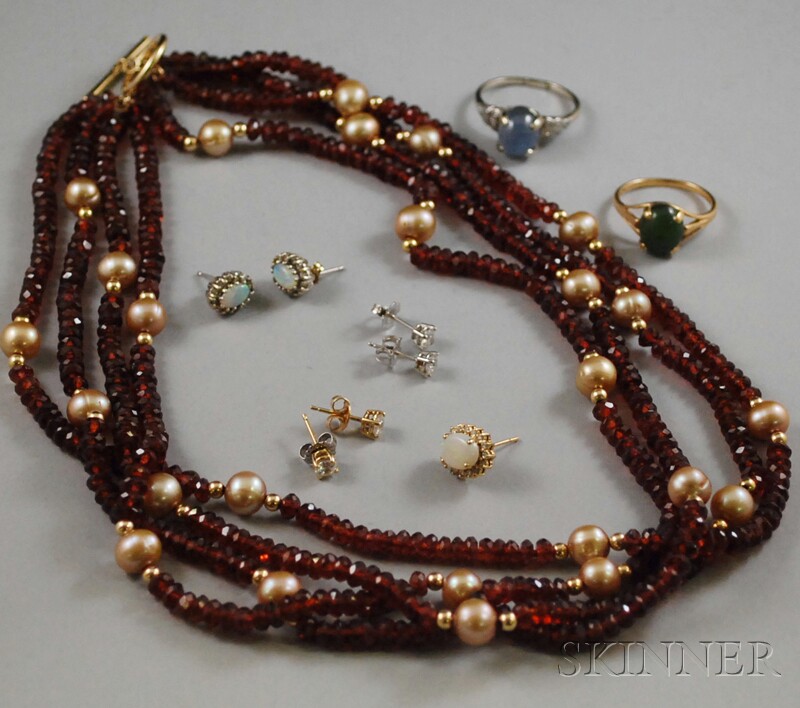 Appraisal: Small Group of Assorted Jewelry a garnet and faux pearl