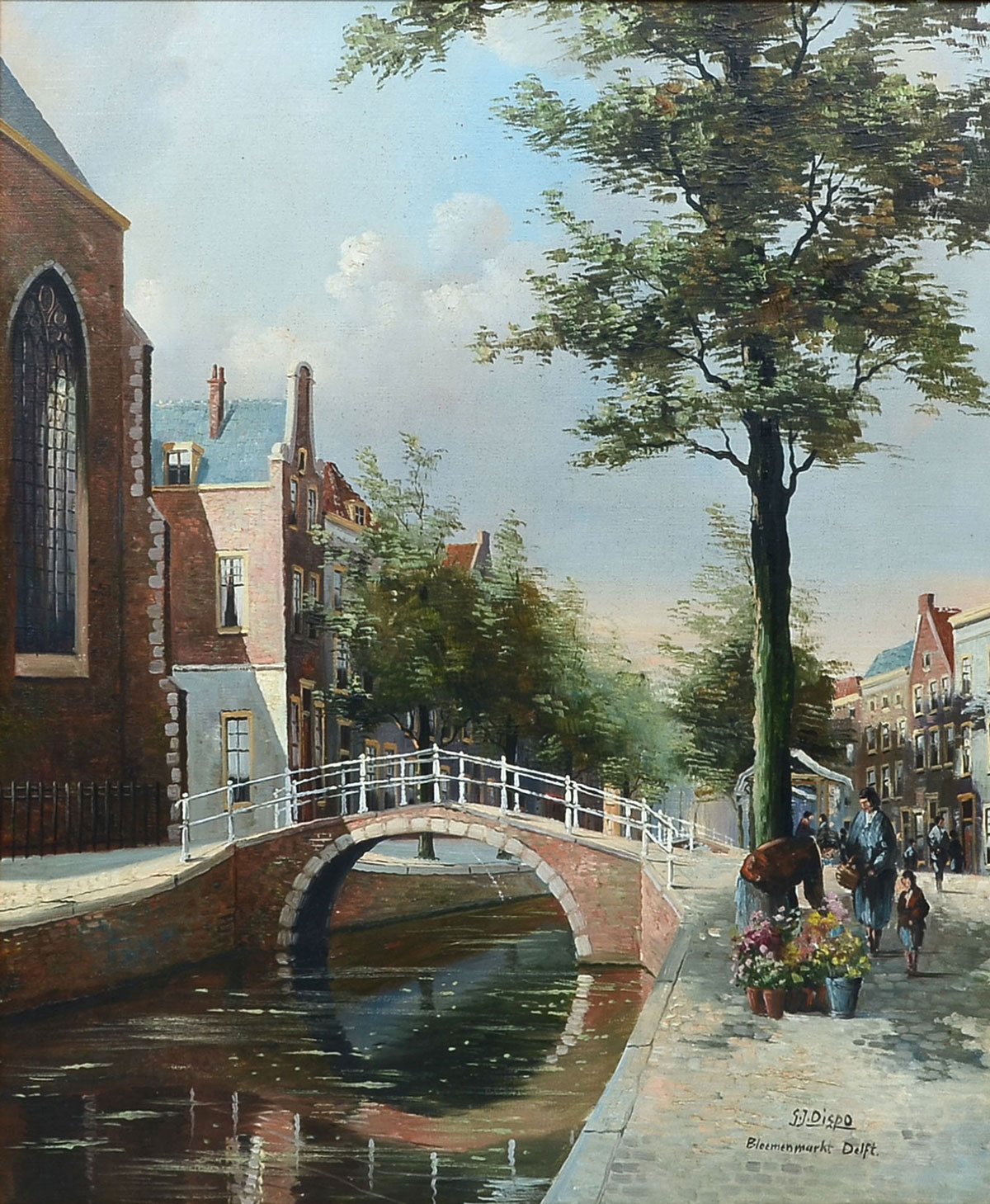 Appraisal: DISPO George Jan Dutch - Amsterdam Scene with Flower Sellers