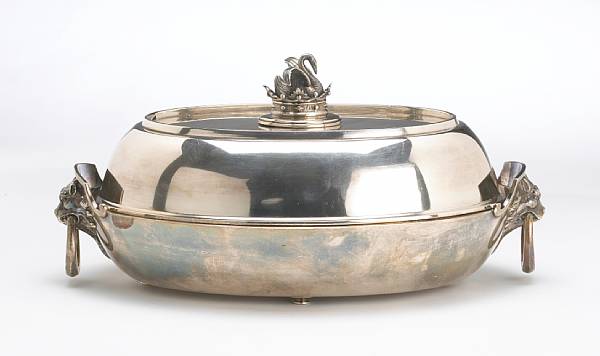 Appraisal: A sterling entree dish with reversible cover and heraldic finialGorham