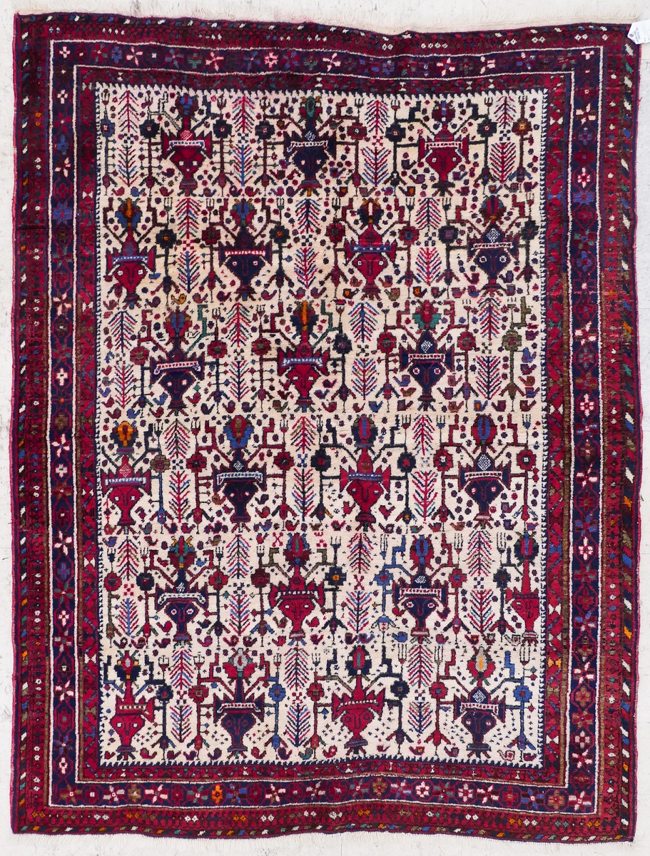 Appraisal: Persian Oriental Vase Rug ' ''x ' '' Multi-colored all