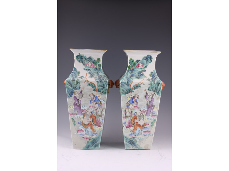 Appraisal: Pair of Antique Chinese Large Porcelain Vases unsigned late th