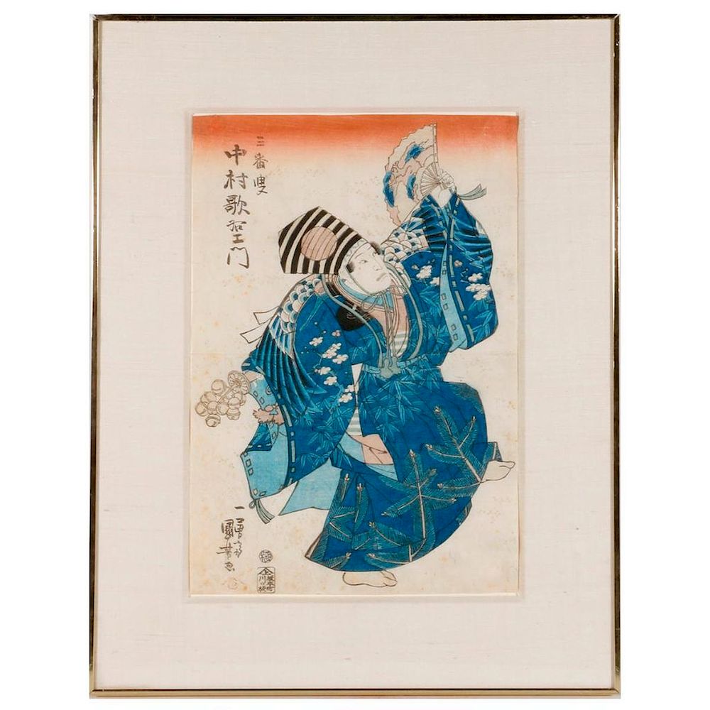 Appraisal: Kuniyoshi - A Japanese woodblock print of and actor Sambaso