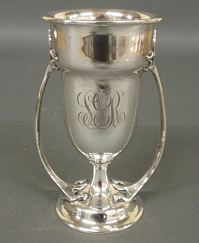 Appraisal: - Sterling silver double-handled vase by Gorham one pint h